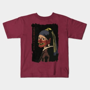 Kunoichi Girl with a Pearl Ear Ring Kids T-Shirt